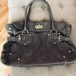 Gray faux leather handbag